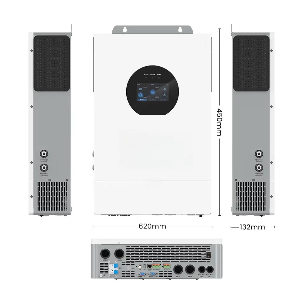 UL1741 10KW Hybrid Inverter Split Phase Dual 90 450Vdc 120A AC 220A Solar Charging 6 Units Parallel