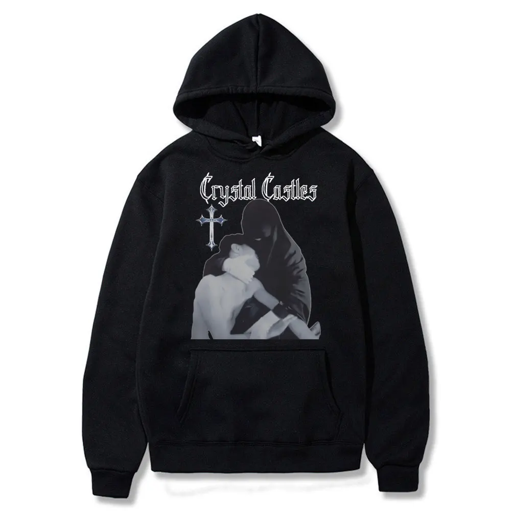 Best Famous Crystal Castles Graphic Hoodie Male Hip Hop Casual Vintage Hoodies Men Women Gothic Rock Oversized Hooded Sweatshirt