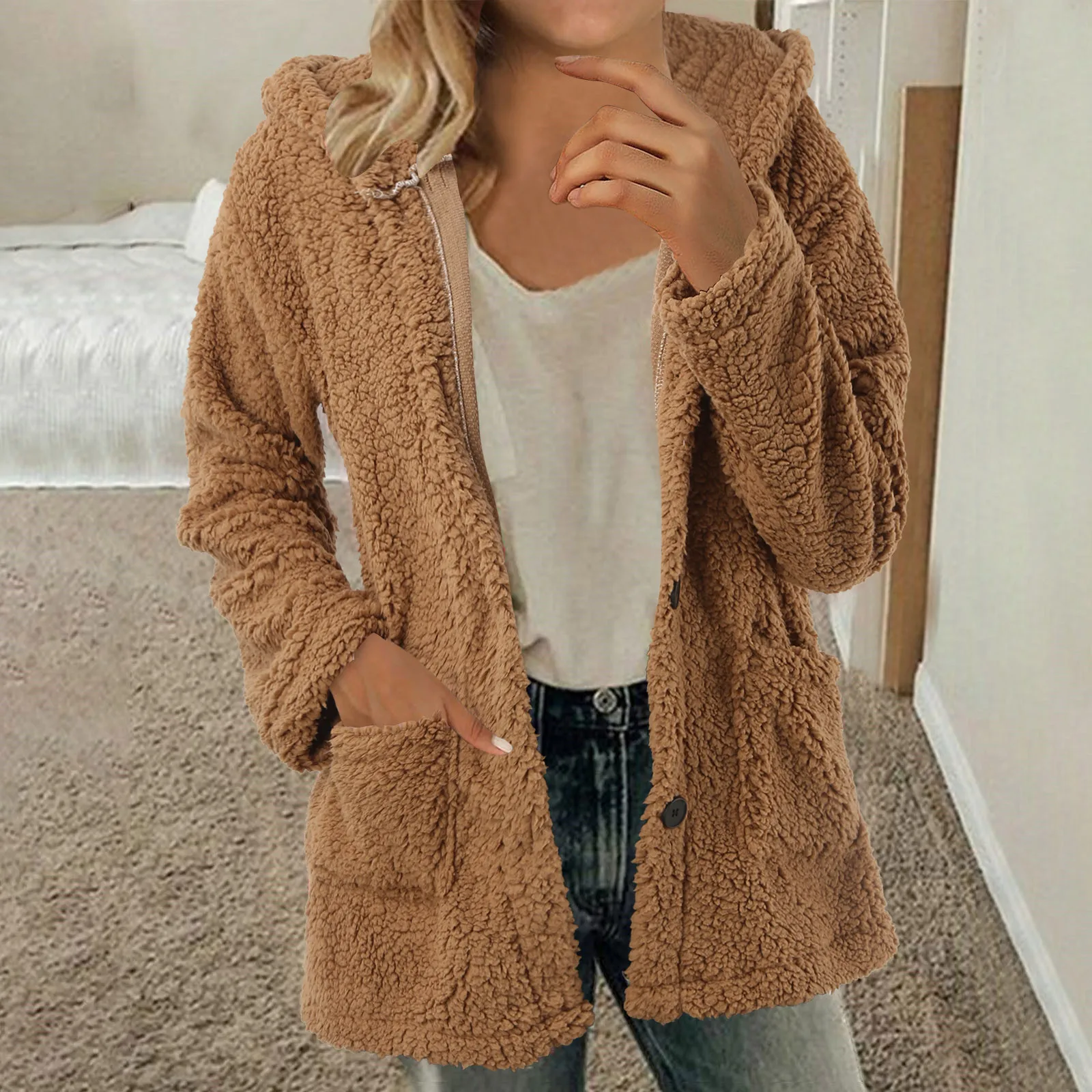 Long Sweater Cardigan Women Knit Women'S Plus Size Casual Color Block Plush Sweatshirt Ropa De Mujer Ofertas Con EnvíO Gratis