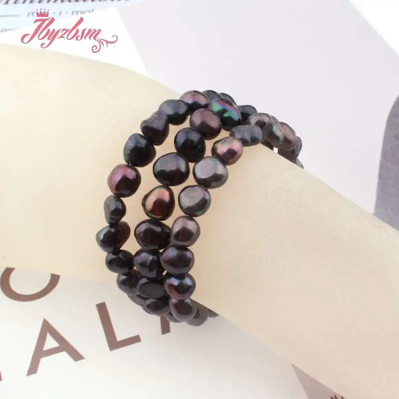 

6-8mm Natural Freshwater Pearl Stone Beads Fashion Jewelry Adjustbale Bangle Bracelet 7 Inch For Women Gift Free shipping