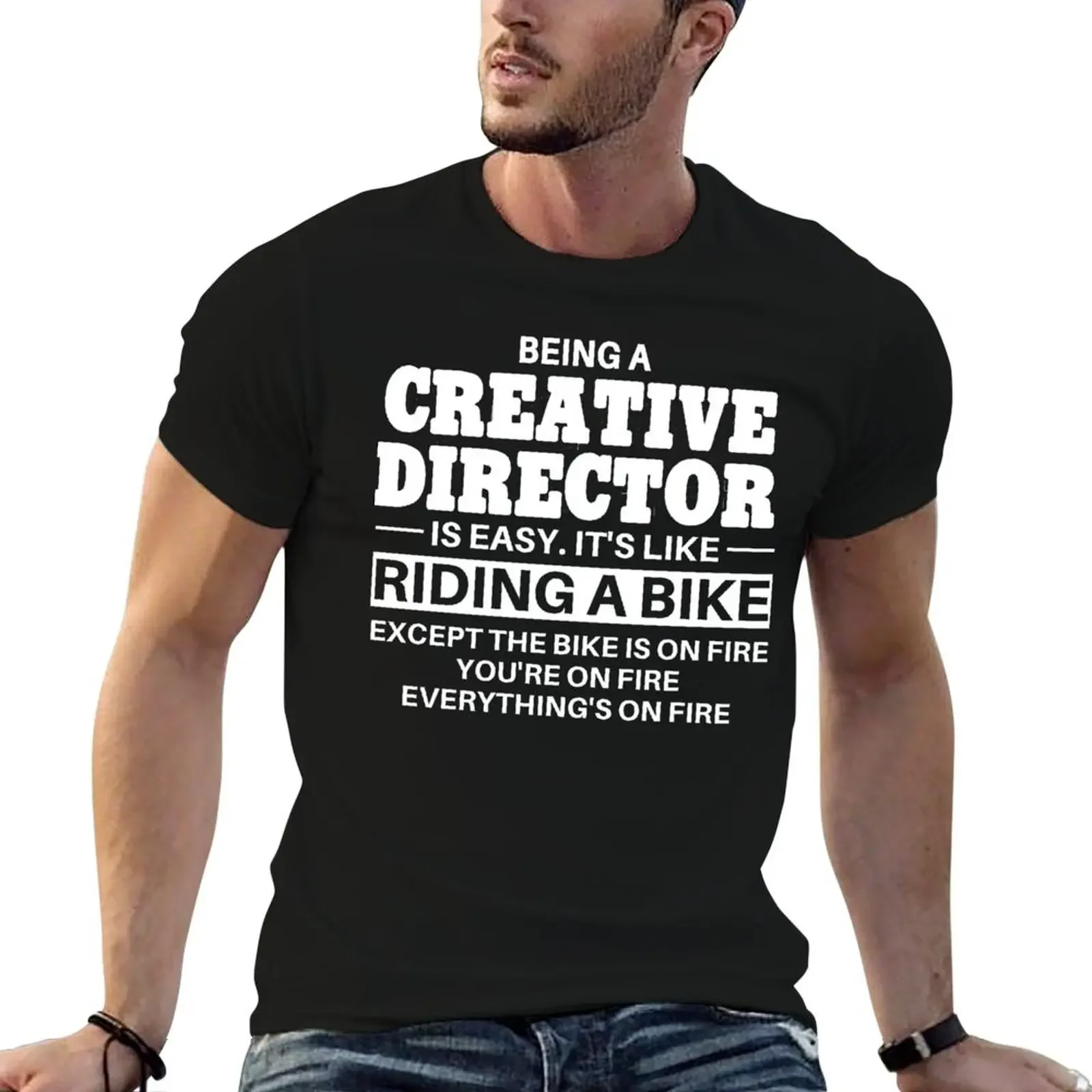 Creative Director Riding A Bike T-Shirt fashion shirts T-shirts oversize summer tops vintage clothes mens plain t shirts