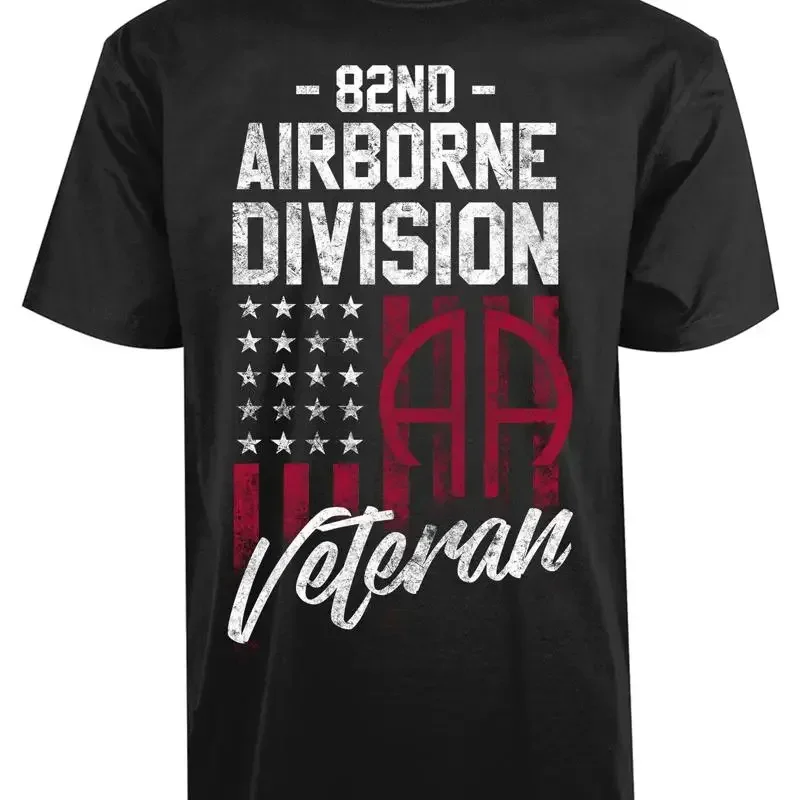 82ND Airborne Division Veteran New Mens T Shirt American Flag Air jet Fighter