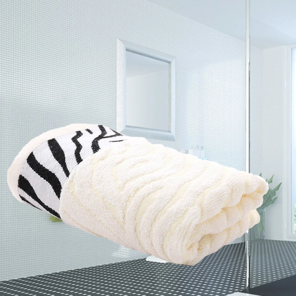 

Bamboo Fiber Stripe Bath Towel Light Beige Soft Absorbent Hand Towel Bathroom Face Towels Machine Washable