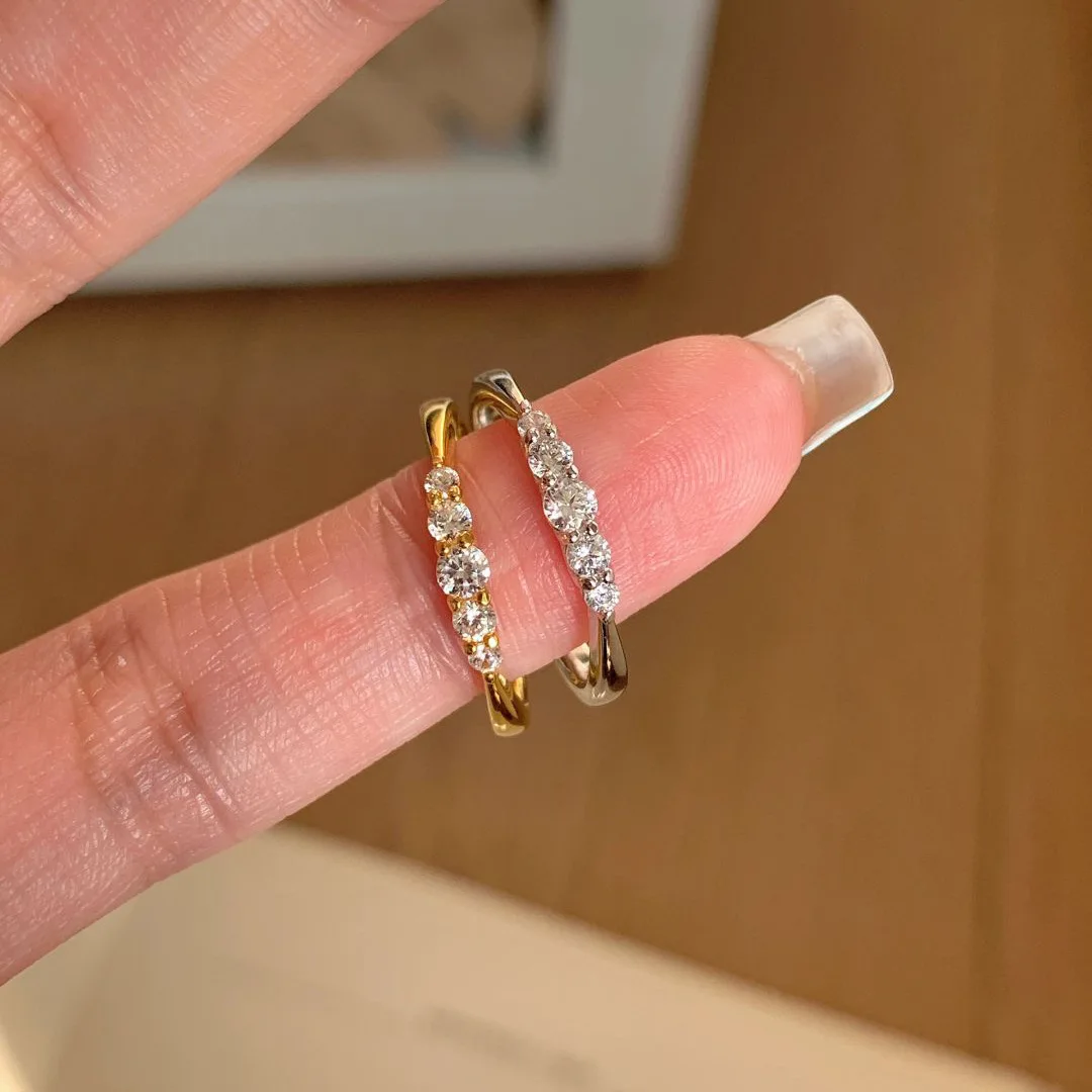 Fashion design inlaid diamond rings for women high-end and light luxury ring adjustable opening suitable for daily jewelry gifts