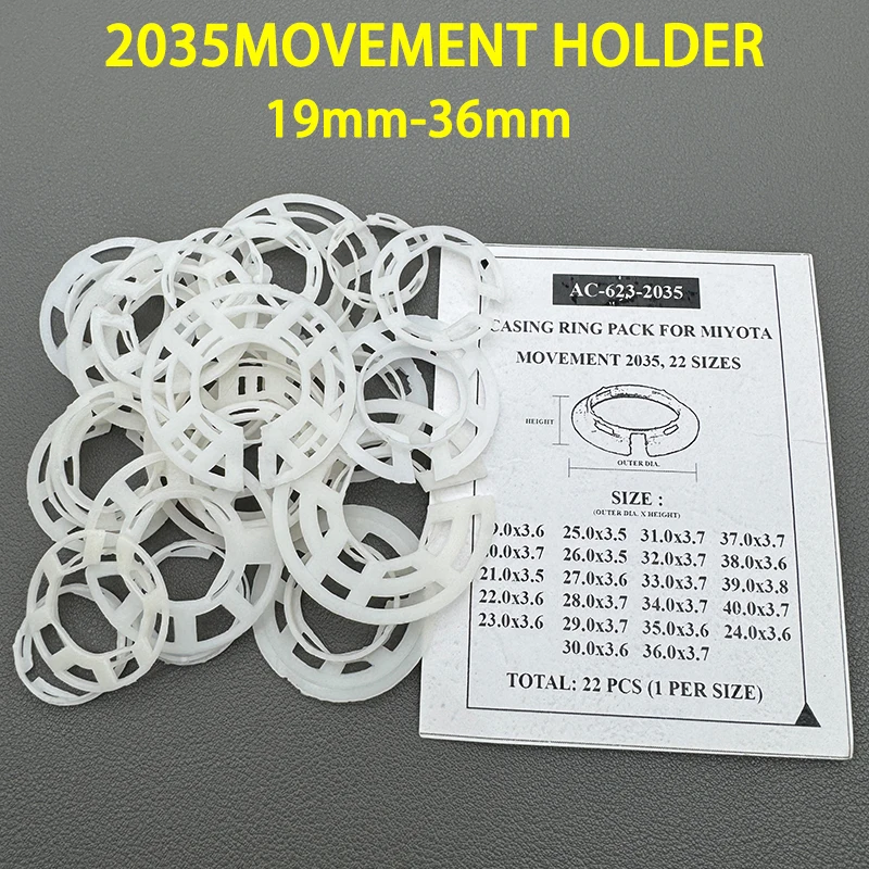 19mm-36mm 2035 Movement Holder Spacers Ring Set of 22pcs Plastic Movement Spacer Ring for 2035 Movement Watch Accessories
