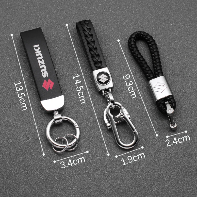 3D Metal/Leather Suzuki Car Logo Badge Keychain For Swift SX4 Alto Grand Vitara Jimny Baleno Key Chain Key Rings Auto Accessorie