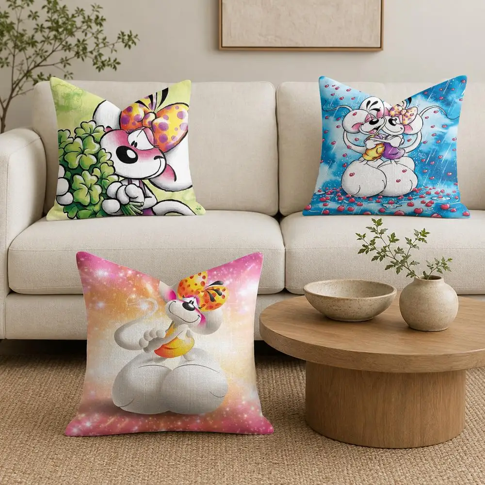 D-Diddl Mouse Cushion Cover Plush Fabric Soft Double-Sided Printed Sofa Warm Winter Home Gift Pillow Cover