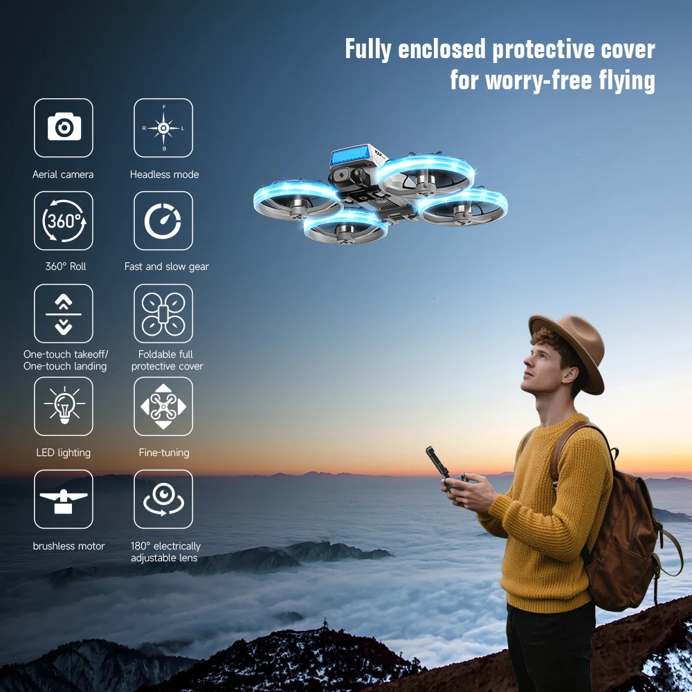كاميرا XJ2 Mini Drone 8K HD، طائرة رباعية أجهزة الاستقبال عن بعد بدون فرش قابلة للطي، لعبة التحكم عن بعد للأطفال المراهقين المبتدئين هدية بدون طيار