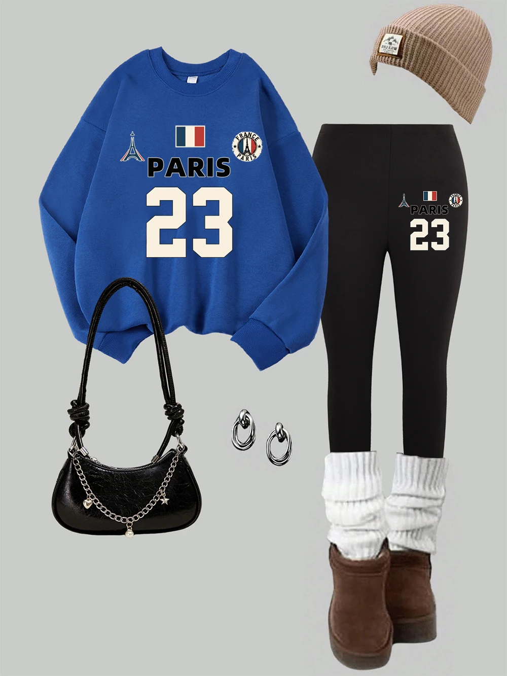 

Женские толстовки с принтом из 2 предметов, Франция, Париж 23, комплект леггинсов, зимние флисовые теплые штаны с капюшоном, уличная женская одежда для бега