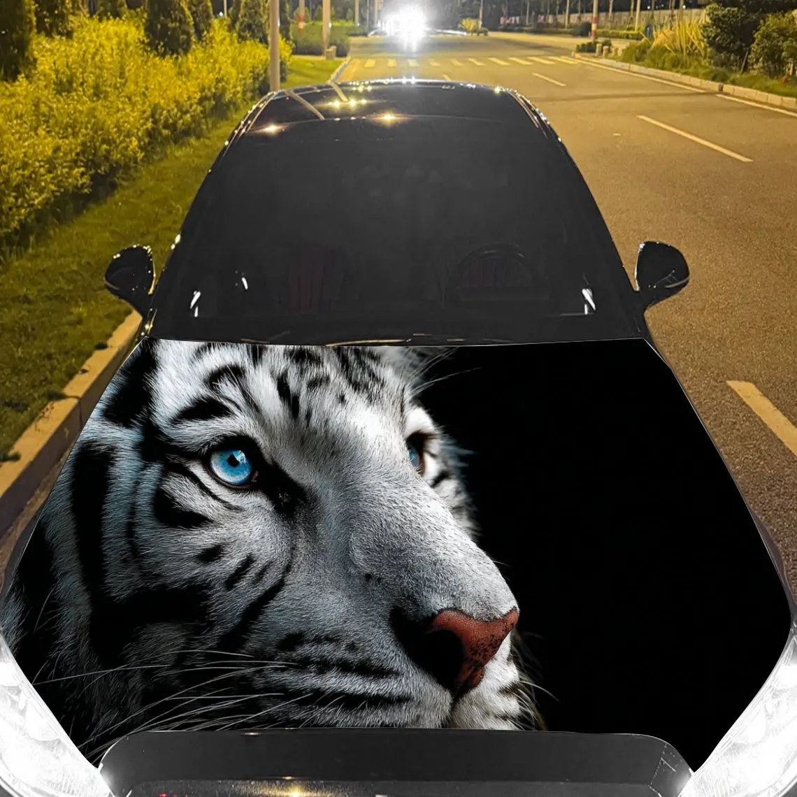 

Car Decal White Tiger with Mesmerizing Blue Eyes - Mythical Enchanting Aesthetic Car Hood Sticker, Waterproof Self - Adhesive PV