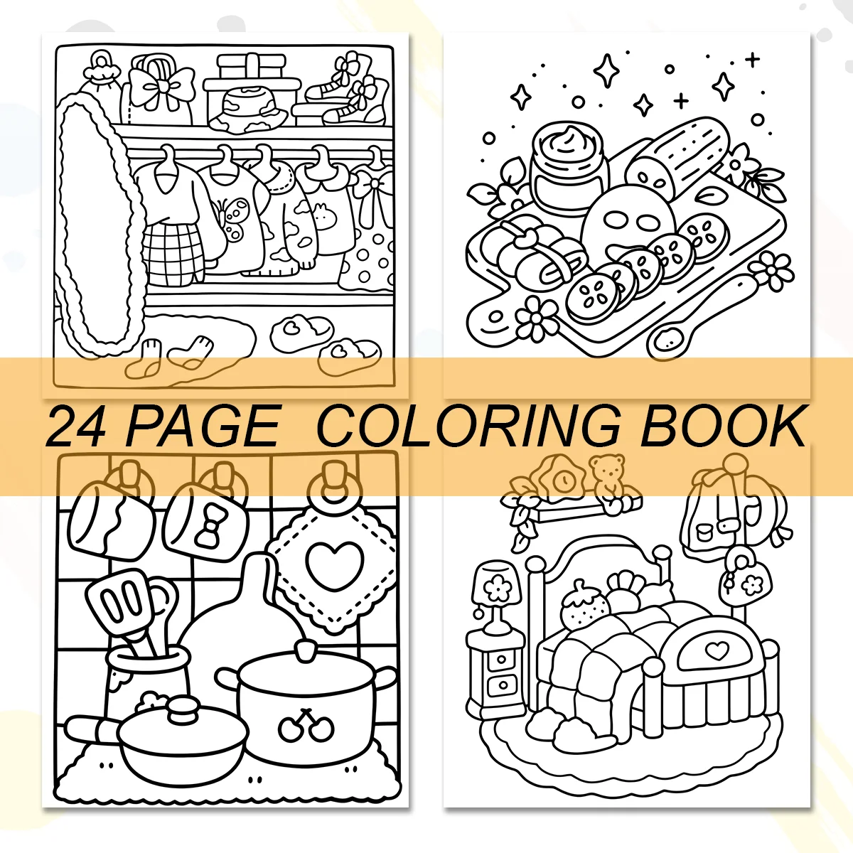 COZY GIRL HOMEBODY CUTE Coloring Book For Adults And Teens Featuring 24 Page For Relaxation Graffiti Painting Drawing  ﻿