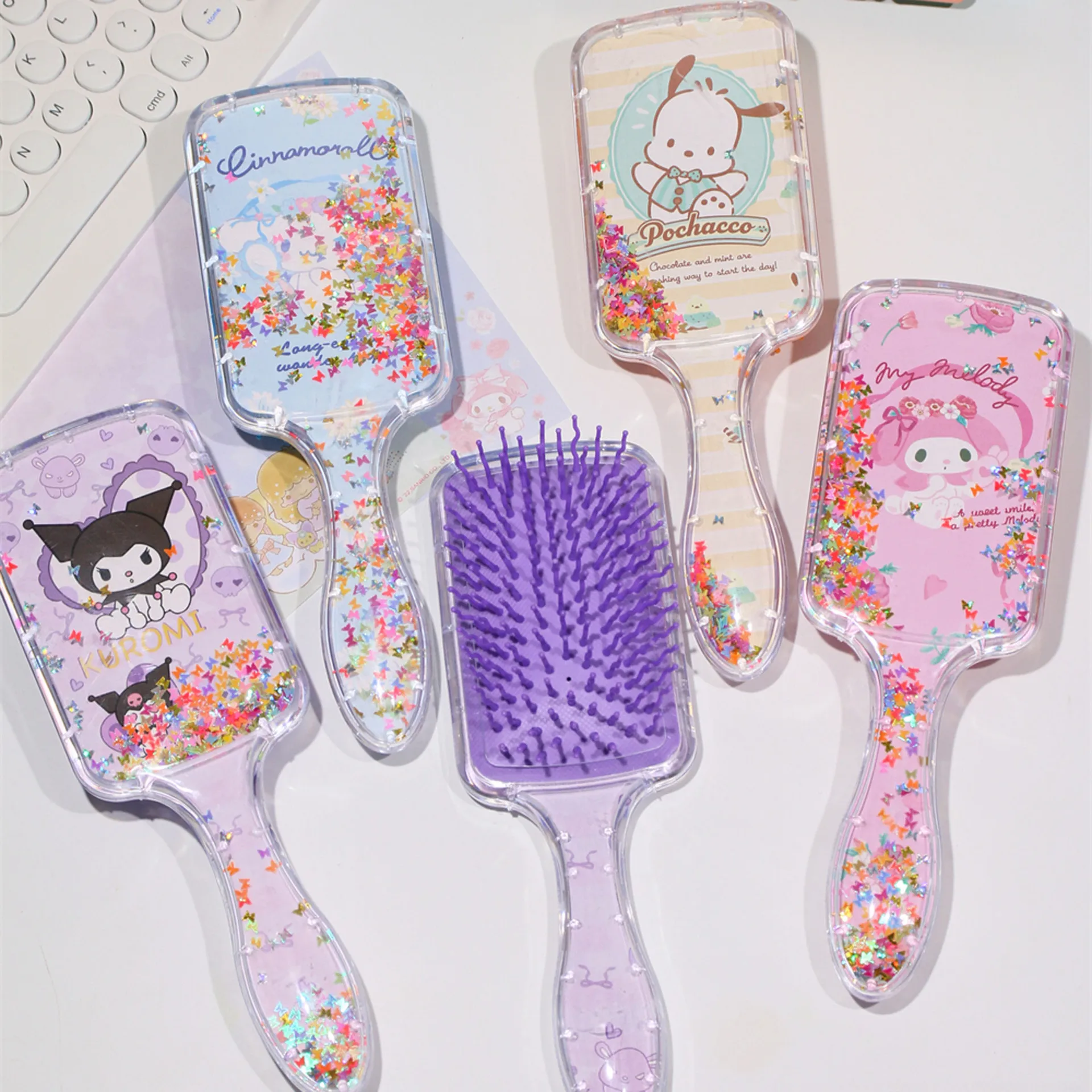 Peine con cojín de aire Kawaii SanrioMy Melody Kuromi, bonito peine de masaje portátil, animación de dibujos animados, bonito peine para niñas, regalo para estudiantes