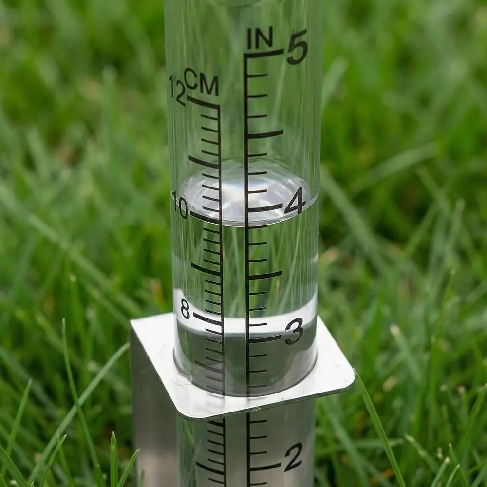 Durable Stainless Steel Glass Rain Gauge 2 in1 Mounting Rack Clear Scale Rainwater Measuring Tool Detachable Design Easy To Read
