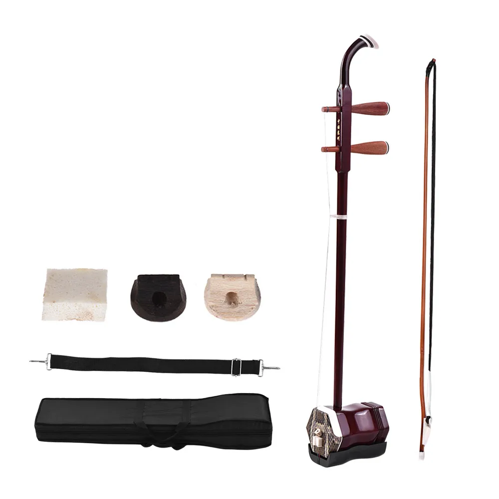 Solidwood Erhu Chinese 2-string Violin Fiddle Stringed Musical Instrument Dark Coffee