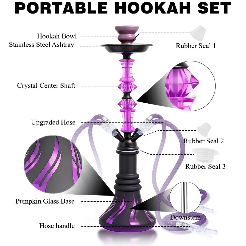 4 Hose Hookah Set Stainless Steel Arab Style Shisha for Bar KTV Party Complete Kit Accessories