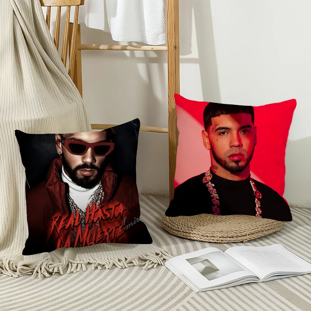 Funda de almohada AA de rapero A-Anuel, cojines de oficina adecuados para sofá, coche, dormitorio, funda de cojín decorativa
