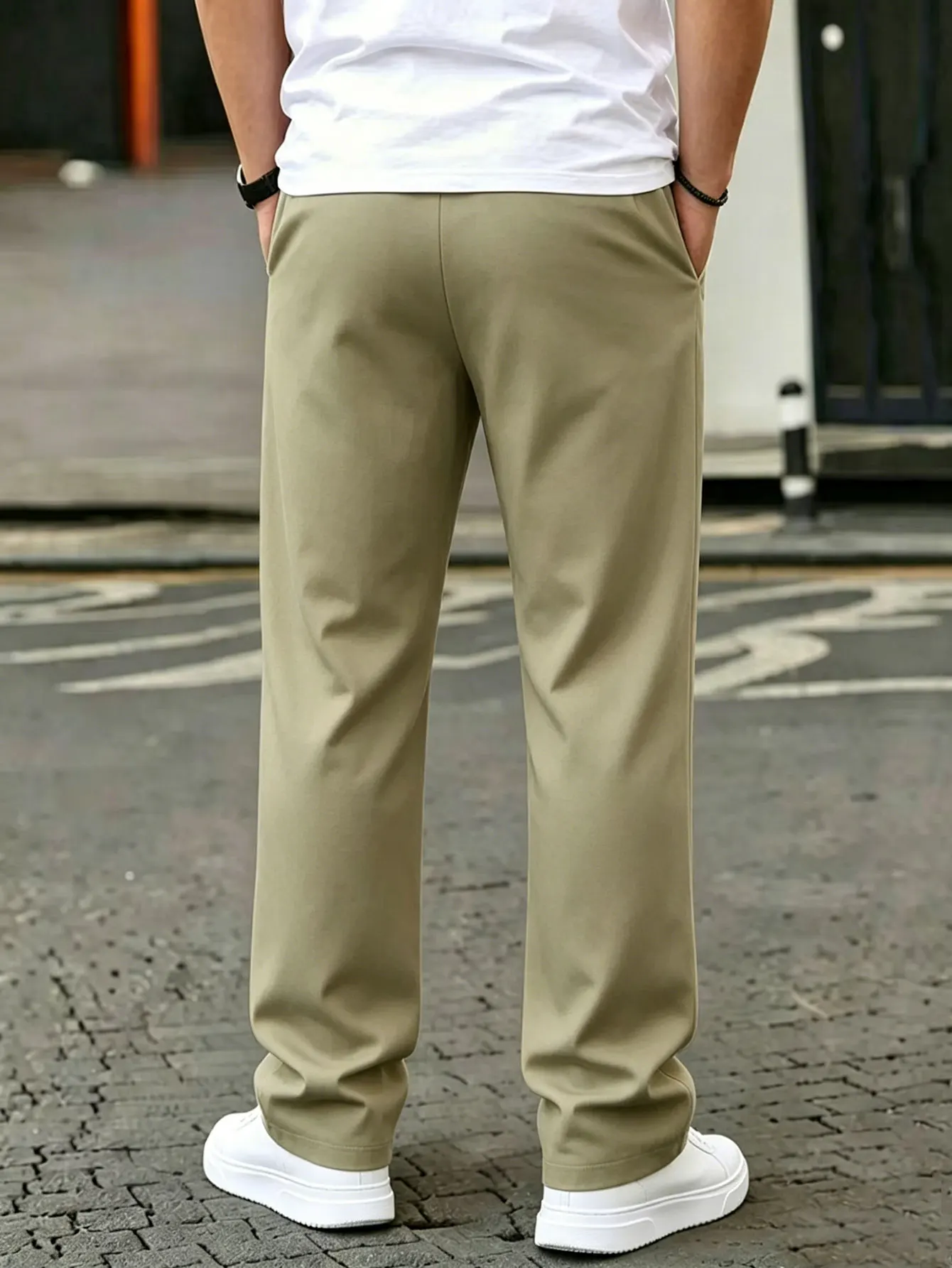 Herren Leichte Casual Cleanfit Business Minimalistische Anzug-Stil Sporthose Lose Jogginghose mit Kordelzug – Detail 2