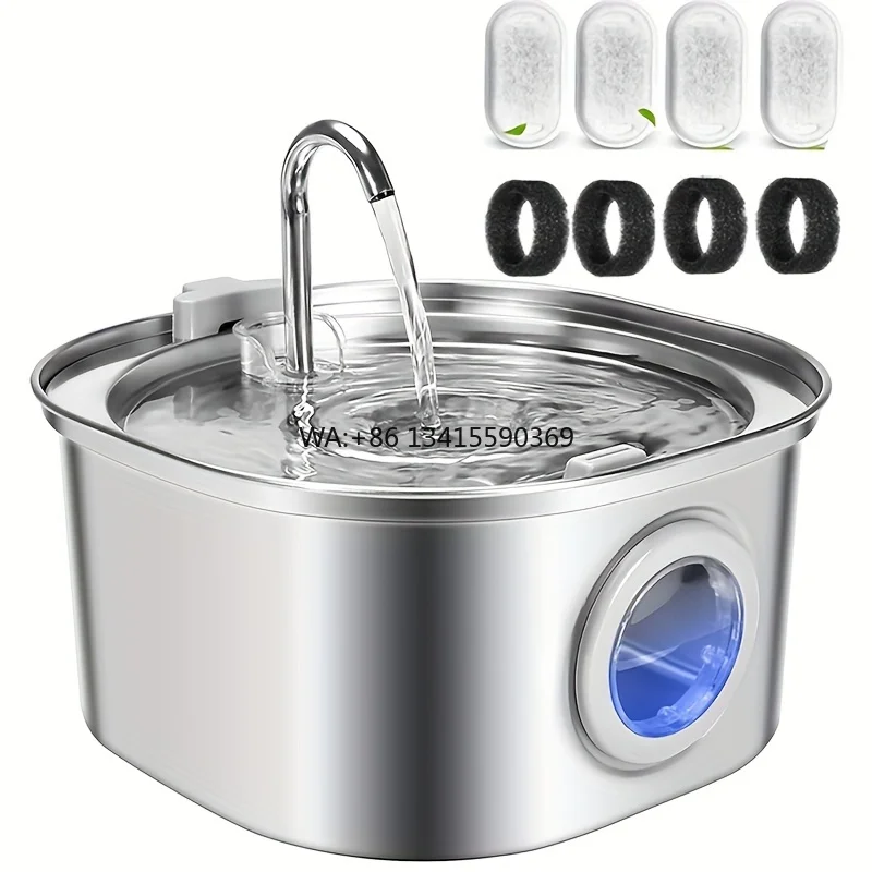 

3.2L/108oz Automatic Cat Water Fountain Stainless Steel Pet Water Dispenser Cat Fountain Pet Water Fountain with 4 Filters