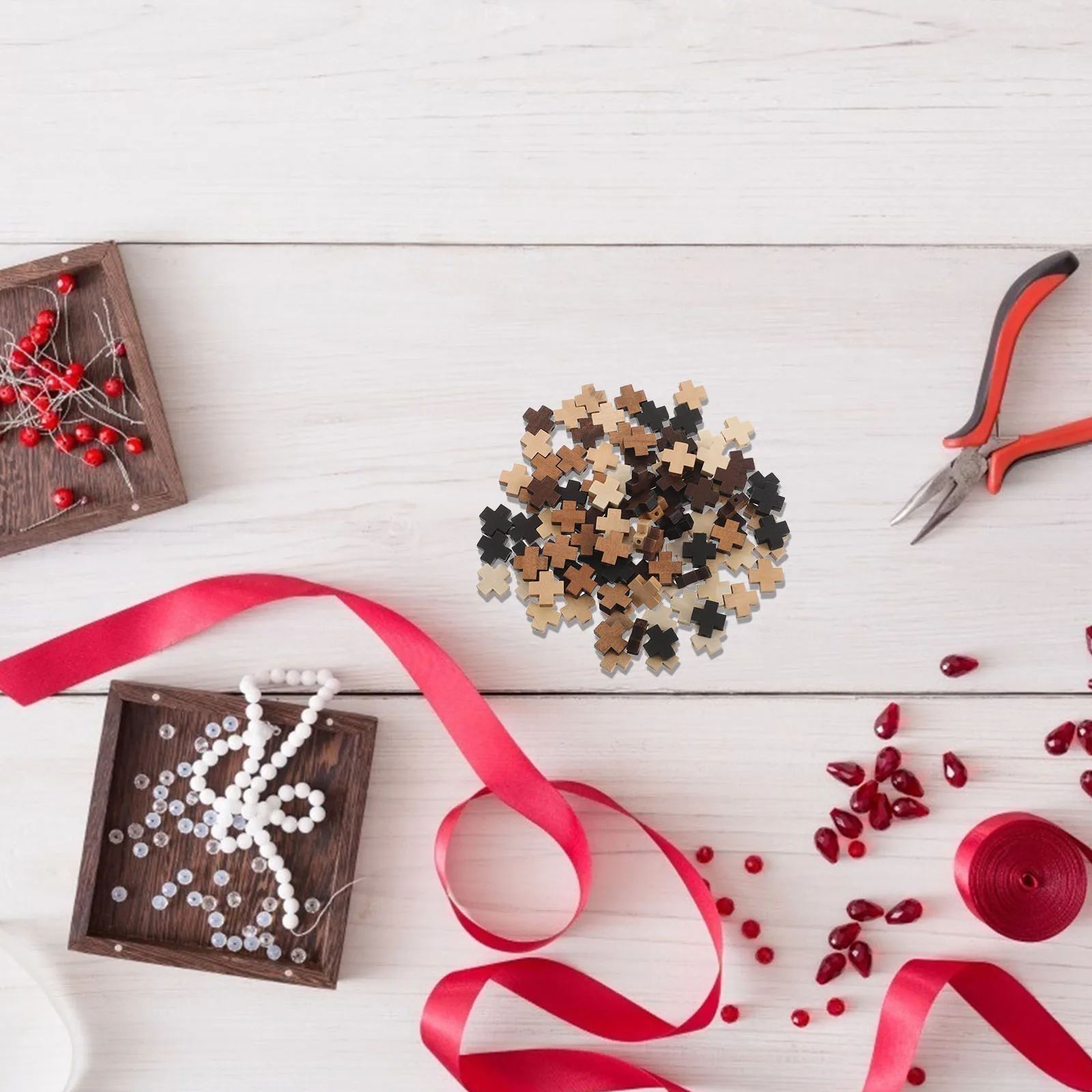 

100Pcs Vintage Cross Charm Wooden Craft Pendant for Jewelry Making Religious Accessories Necklace Bracelet DIY Decor