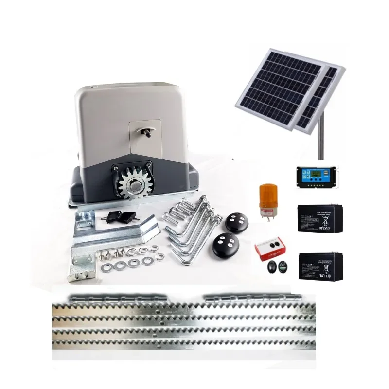

500kg DC24V Gate Motor Automatic Sliding Gate Opener With Solar Panels& Batteries& Racks Kit