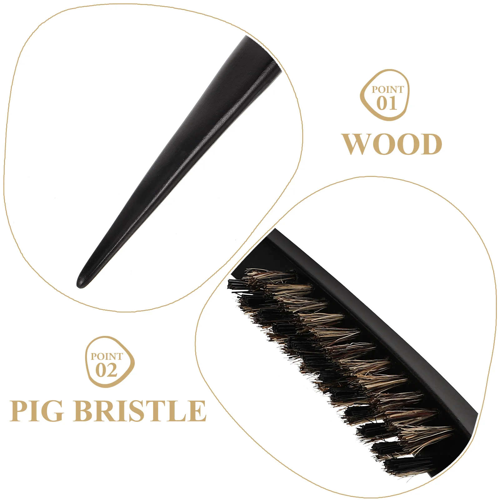 Hair Combs Wooden Handle Boar Bristle Three-row Pointed Tail Teasing Brush for Women Miss