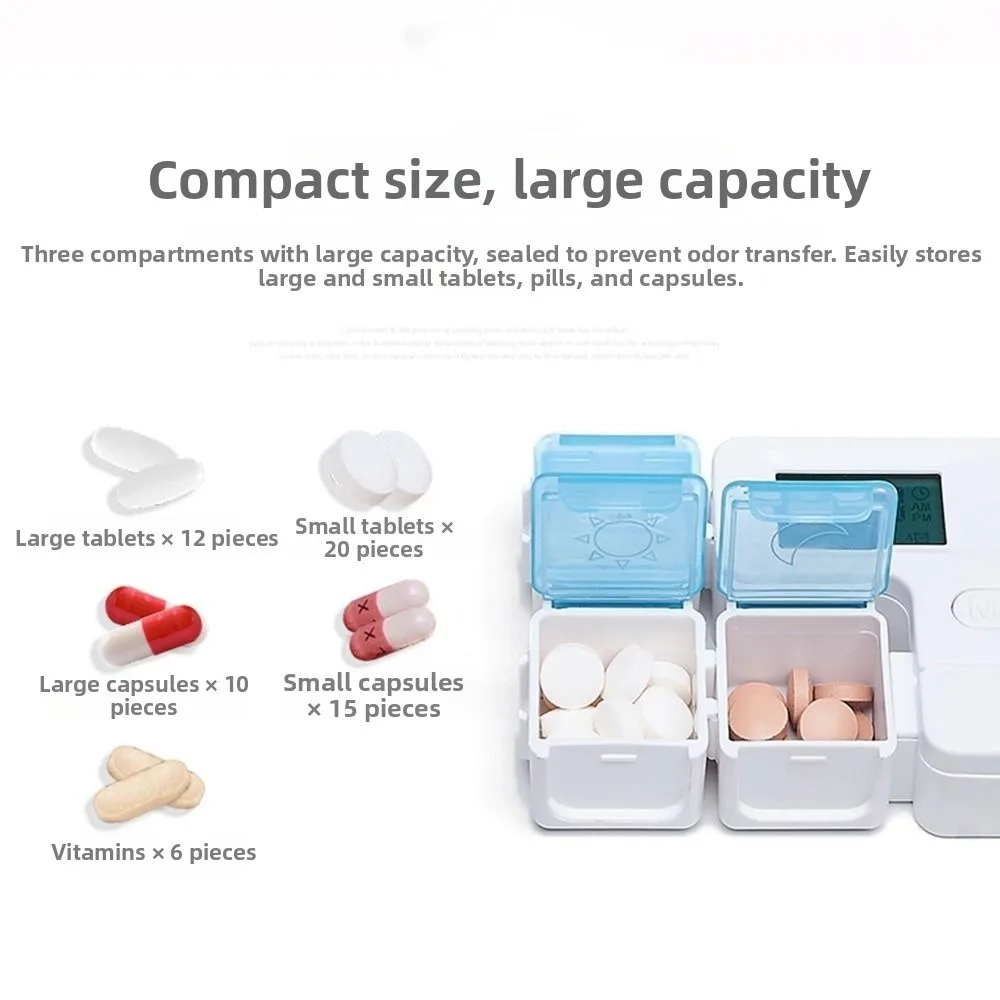 Timing Alarm Smart Pill Storage Box Alarm Timer Smart Electronic Pill Organizer 7 Day Timer Reminder Weekly Pills Container