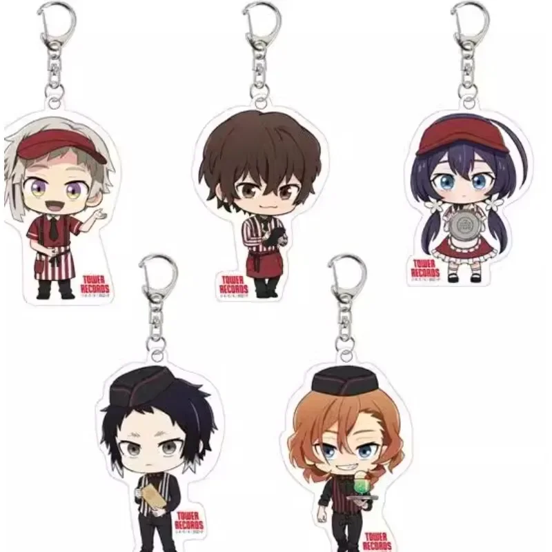 Game Nakahara Chuuya Edogawa Ranpo Keychain Doll Anime Nakajima Atsushi Acrylic Keyring Pendant for Gift