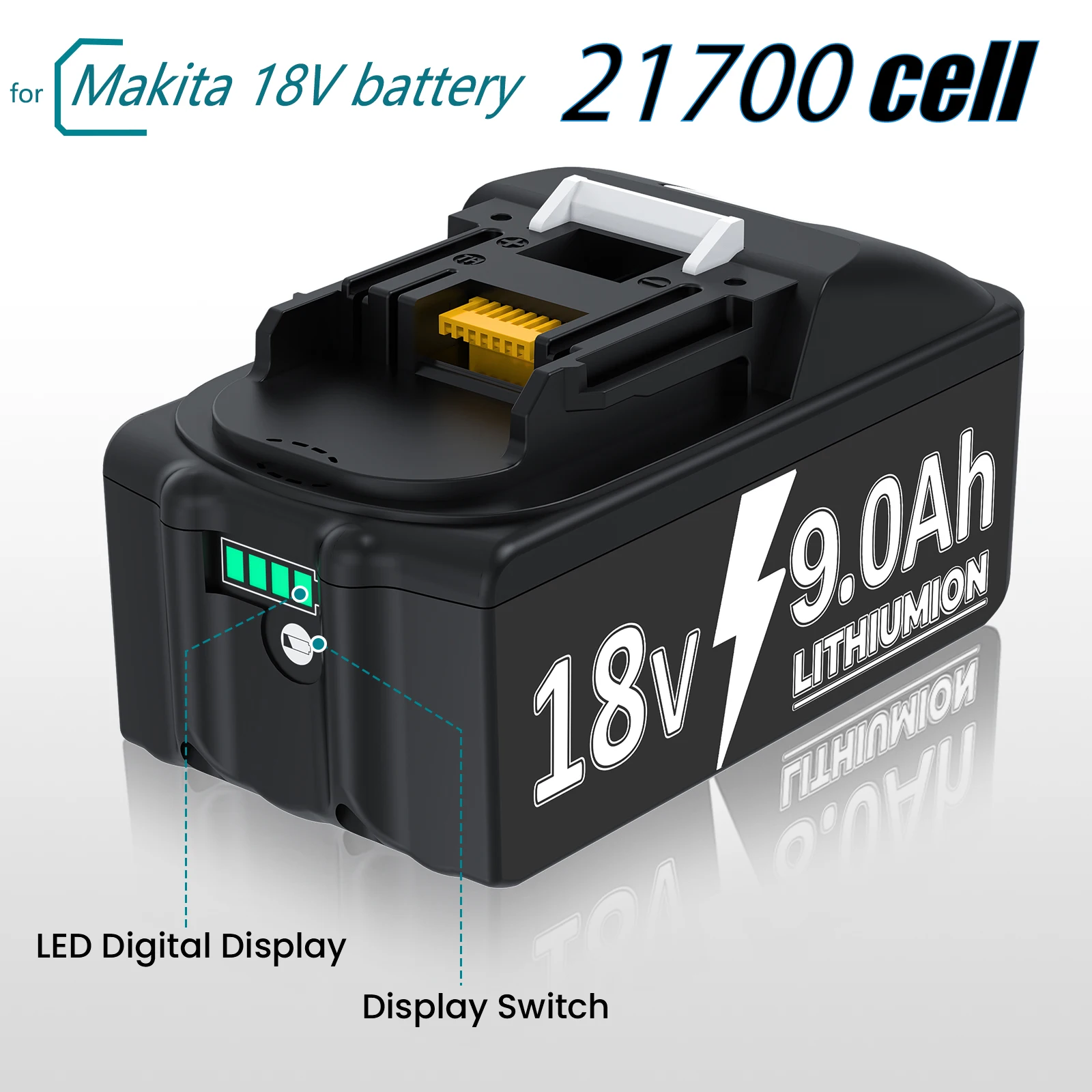 

21700 cell for makita 18V tools battery compatible hammer drill/screwdriver/impact drill bl1830 bl1860 bl1850 9000mAh batteries