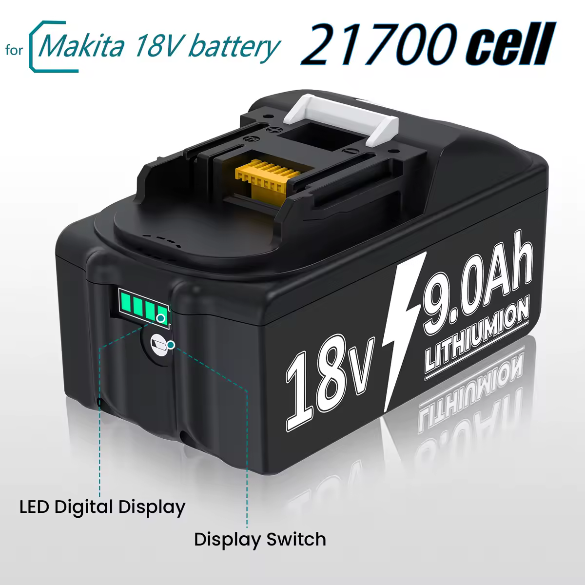 Celda 21700 para herramientas makita de 18V, batería compatible con taladro percutor/destornillador/taladro de impacto bl1830 bl1860 bl1850, baterías de 9000mAh