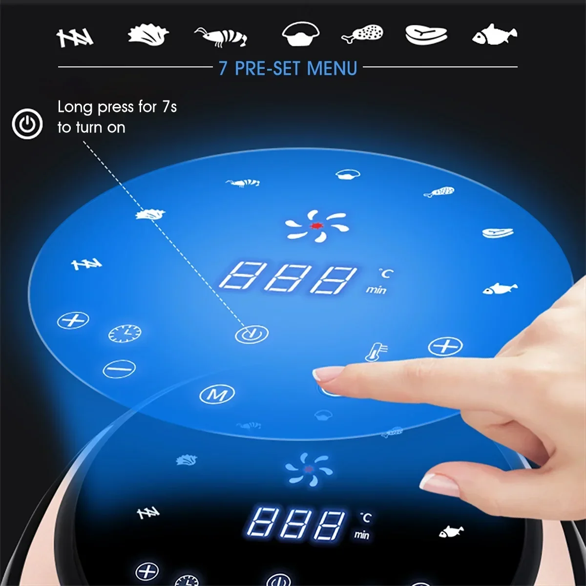 8L Intelligent Automatic Large Capacity Electric Digital DeepFryer APP Cooker Oven Multi-functional Oven NO Smoke Oil Free Fryer