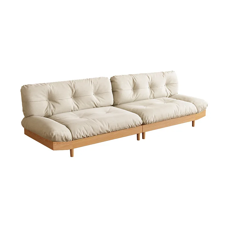 Solid wood sofa living room simple Nordic log style three-person four-person small apartment cloud sofa