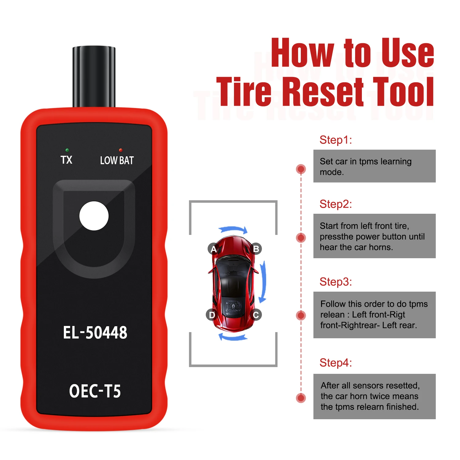 Car TPMS Relearn Tool EL-50448 OEC-T5 Car Tire Pressure Monitor Sensor Reset Tool for Opel GM Buick Chevrolet Vehicles EL50448