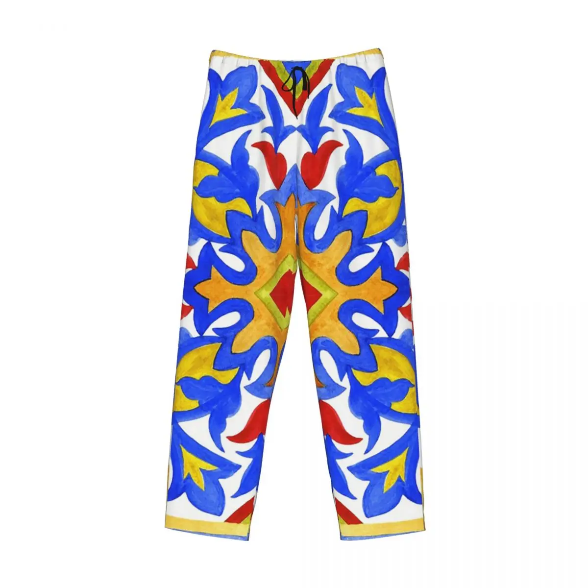

Custom Portuguese Azulejo Tiles Pajama Pants Men Sleepwear Sleep Lounge Bottoms with Pockets