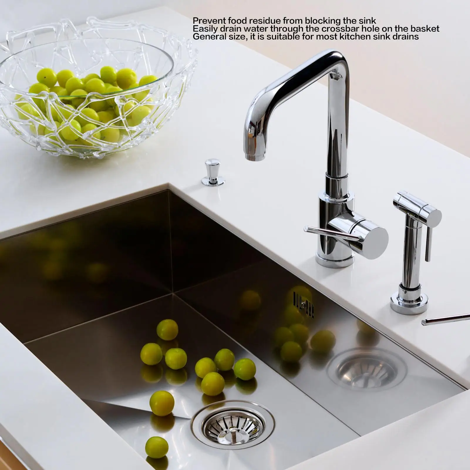 سلة مصفاة حوض المطبخ من الفولاذ المقاوم للصدأ، سدادة سميكة للاستخدام المنزلي، ملحقات الصرف #3