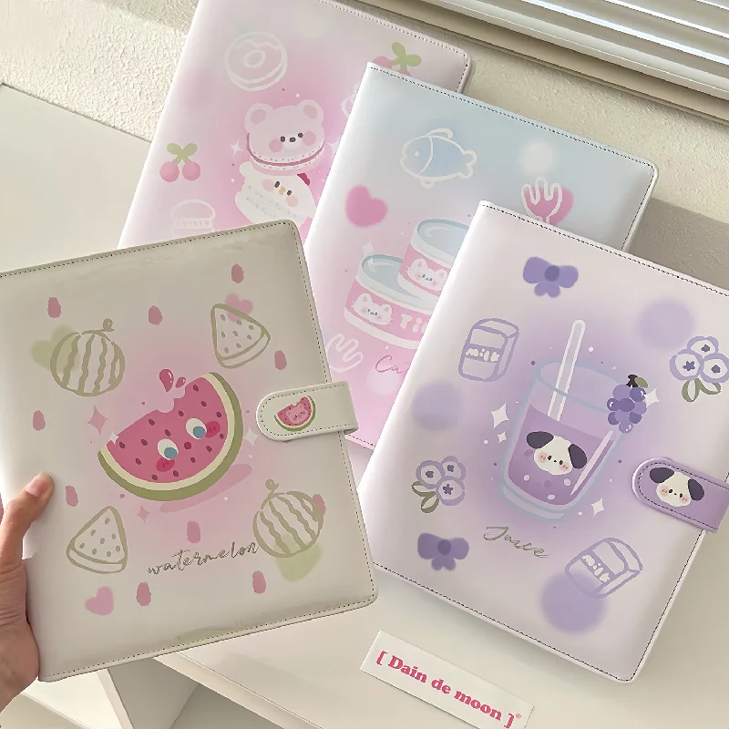 Cartoon A5 Leather Album 3-inch Inner Loose-leaf Card Binder Aidou Album Small Card Postcard Storage