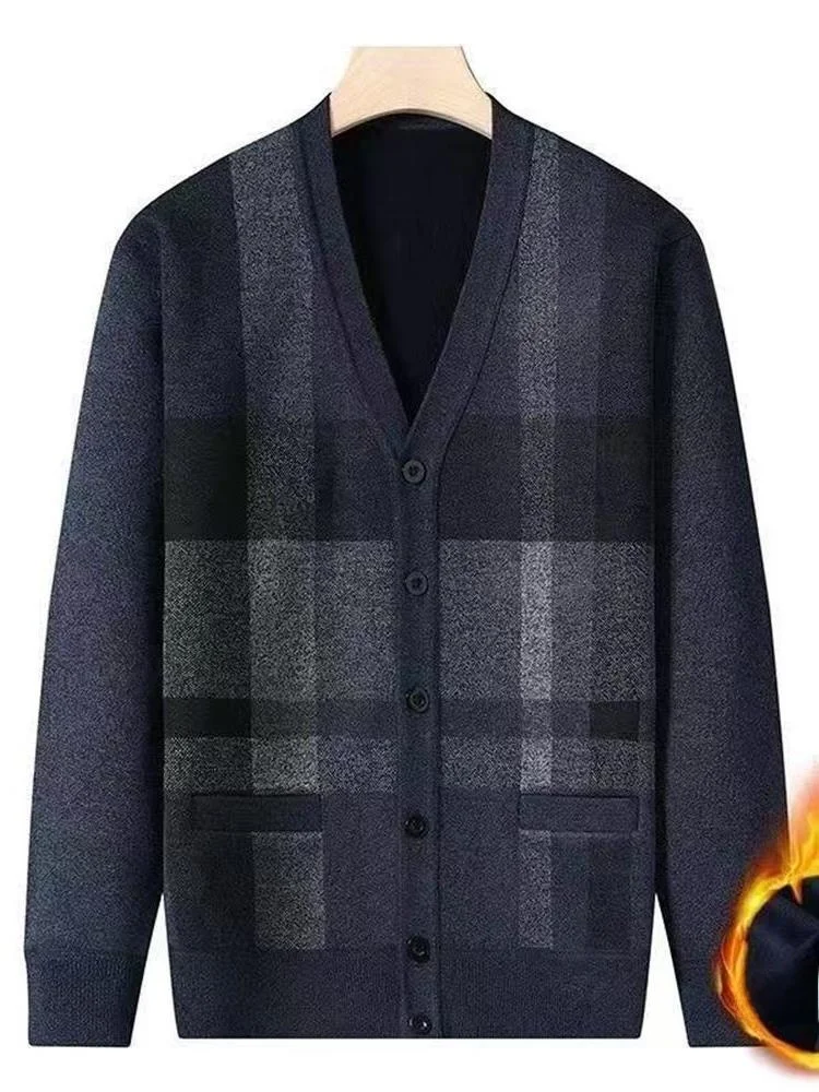 

Men's Knitted Fce Lined Thi Warm Sweater andpa Sle Autumn Winter Outerwear Comfortable Soft Material Regular Fit