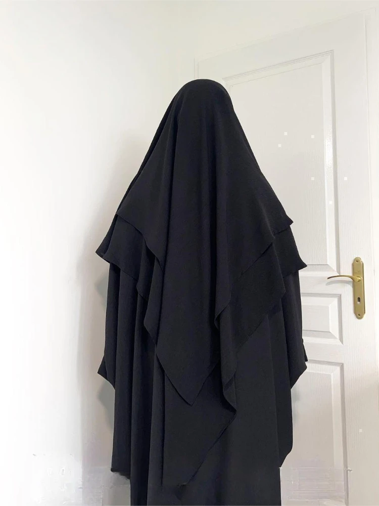 Longo khimar ramdan eid muçulmano longo hijab headcarf feminino uma peça khimars jubha roupas islâmicas hijabs musulman vestuário de oração