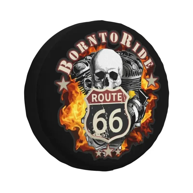 Born To Ride Spare Tire Cover for Toyota Prado Jeep RV Camper Route 66 for Chopper Motorcycle Riders Car Wheel Protector Covers