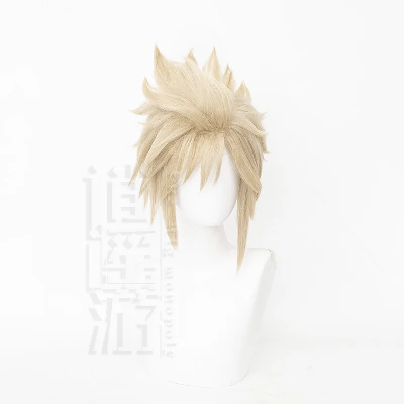 Game Final Fantasy Vii 7 Cloud Strife Cosplay Wig 40CM Gold Heat-resistant Synthetic Wig Halloween Party Anime Cosplay FF7 Wigs