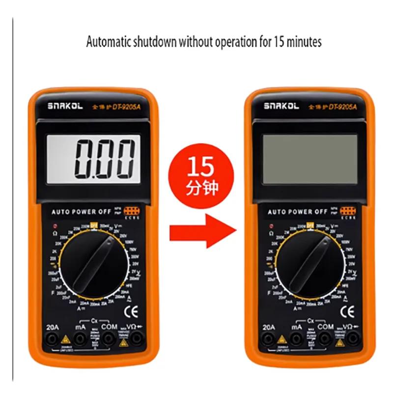 Elettricista DT9205A multimetro elettronico ad alta precisione multimetro digitale universale multimetro Anti Burn Belt spegnimento automatico