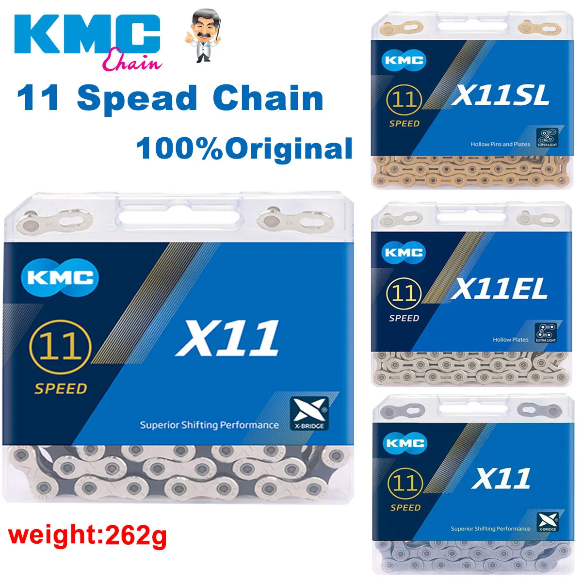 

KMC X11 Bike Chain 11Spead X11SL Bike Chain X11EL Bicycle Chain MTB Road Bicycle Silver Gold 11V Bike Chains for Shimano SRAM