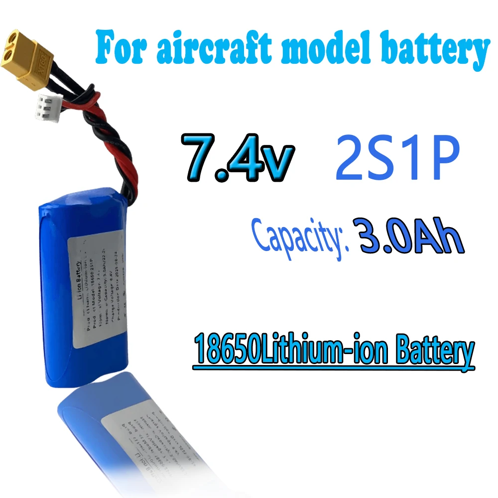 

7.4V 3000mah Rechargeable Li-ion 2S1P Battery Pack 18650 Suitable for Model Airplane，drone battery