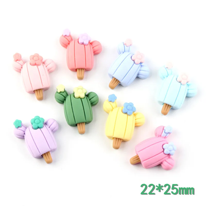 10 Pcs Funny Flower Cactus Bear Cartoon Planar 3D Cabochon Resin Wedding Scrapbook DIY Jewelry Kids Hair Accessory,10Yc22203