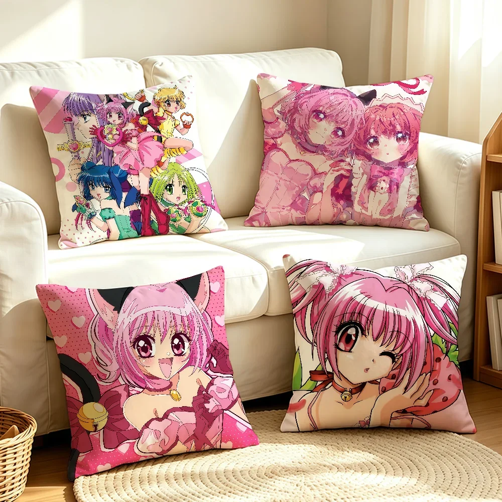 Anime T-Tokyo Mew M-Mew cushion cover Bedding Office Cover Cushion Casual Couch Decor for Sofa Living Room Gift