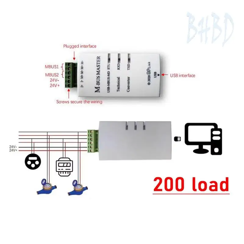 

BHBD-Isolated USB To MBUS Master USB To MBUS Host Meter Reading For Electricity Meter Water Heat Meter Control