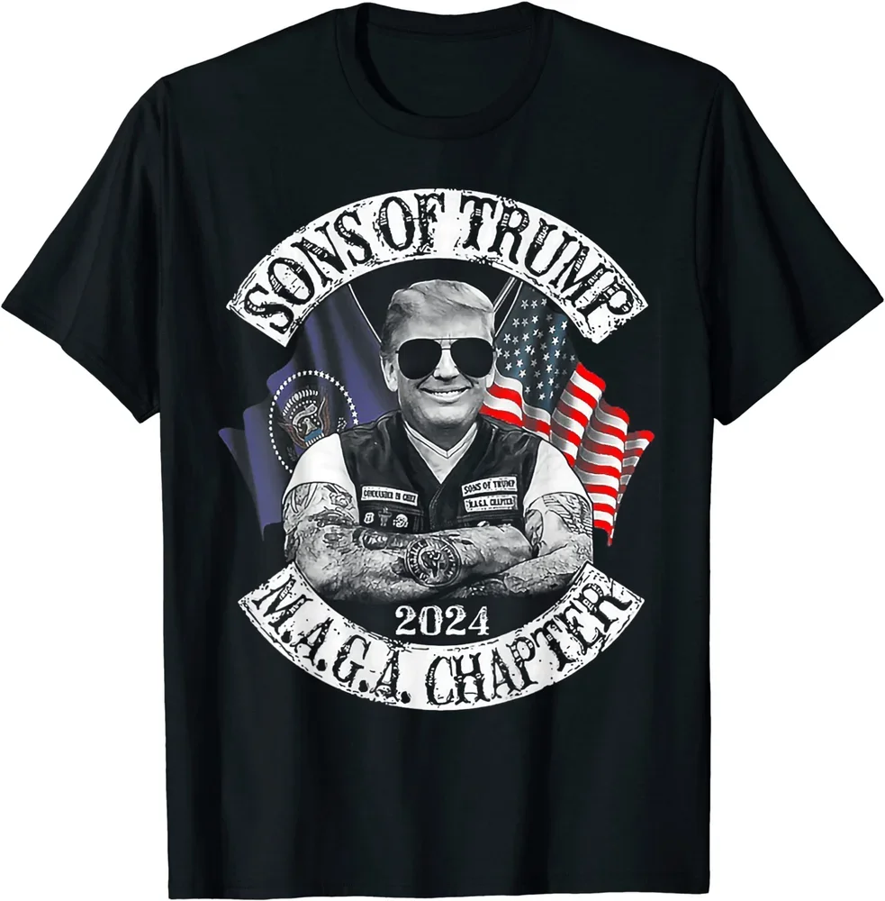 Sons of Trump 2024 MAGA Chapter Presidential Election T-Shirt 100% Cotton O-Neck Summer Short Sleeve Casual Mens T-shirt