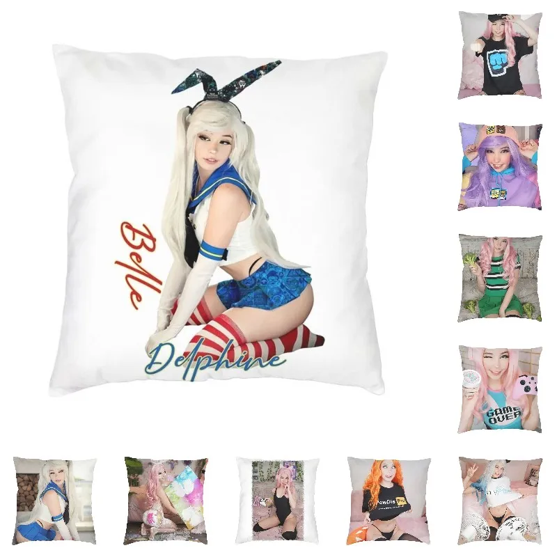 Belle Delphine Throw Pillow Case for Living Room British Internet Celebrity Modern Cushion Cover Square Pillowcase