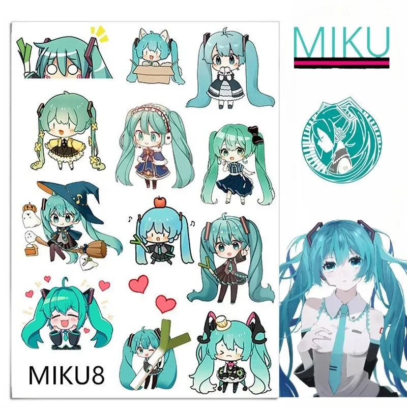 Hatsune Miku Stickers Kawaii Anime Peripherals Cartoon Diy Storage Box Car Decoration Waterproof Stickers in Various Size New