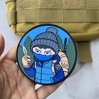 Remember Kids Electricity Will Kill You Tactical Morale Badge Patches PVC Military Backpack Stickers Masked with A Knife