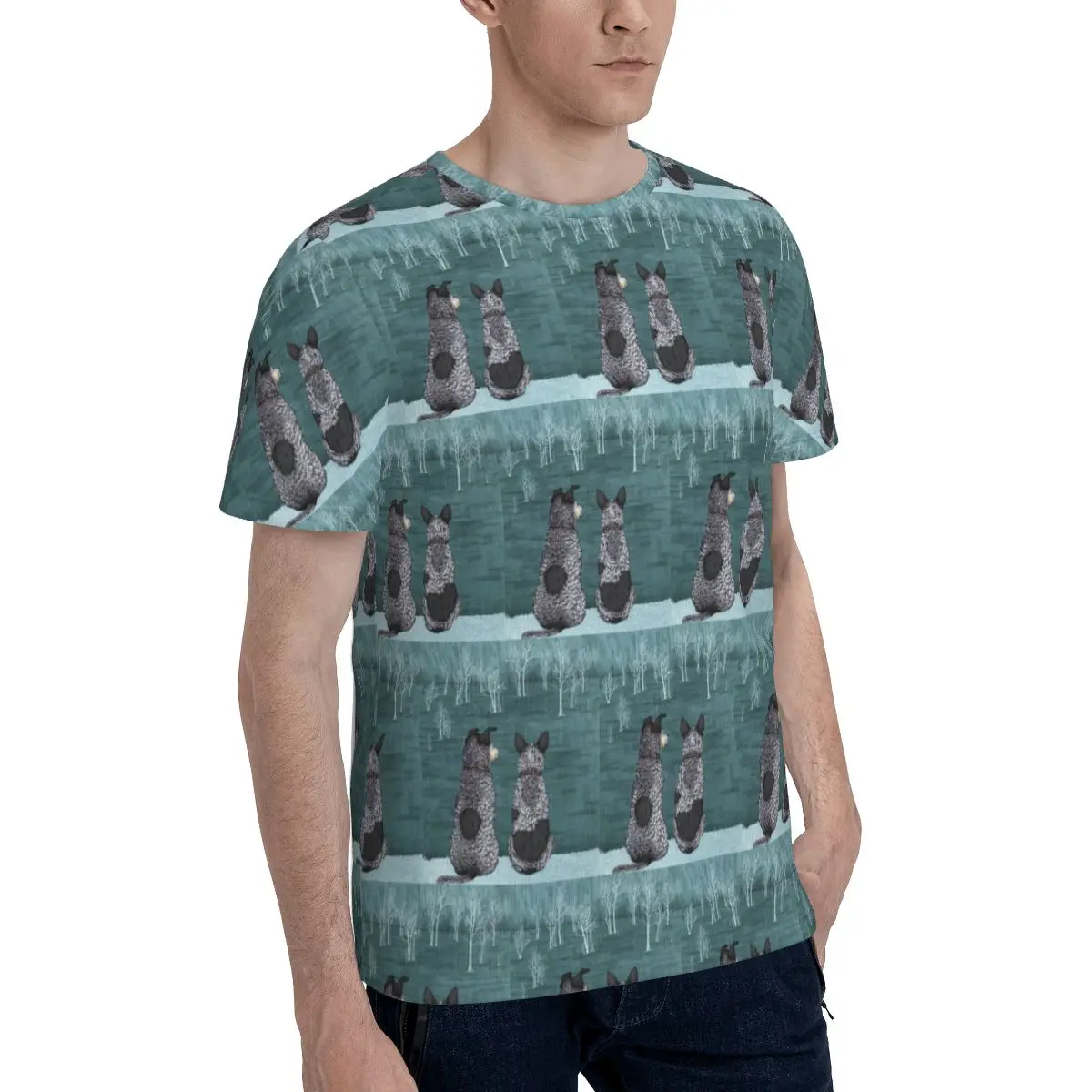 Australian Cattle Dog Blue Heeler T-Shirt for Men Cotton T Shirts Men's Short Sleeve O-Neck Summer Clothes Tops